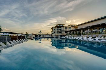Relaxing pool area with sundeck